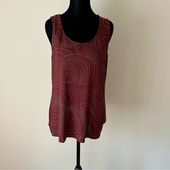 Chico's Tops - Chico’s Festive Swirl Studded Wine-Colored Sleeveless Blouse Medium